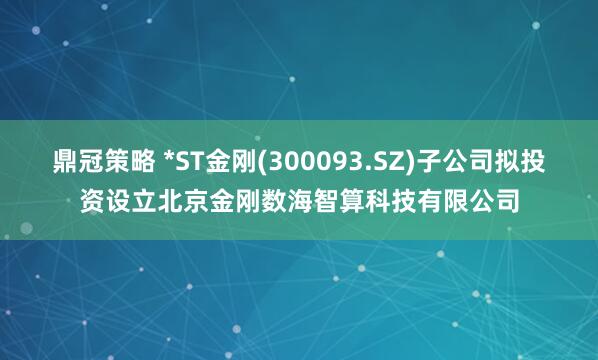 鼎冠策略 *ST金刚(300093.SZ)子公司拟投资设立北京金刚数海智算科技有限公司